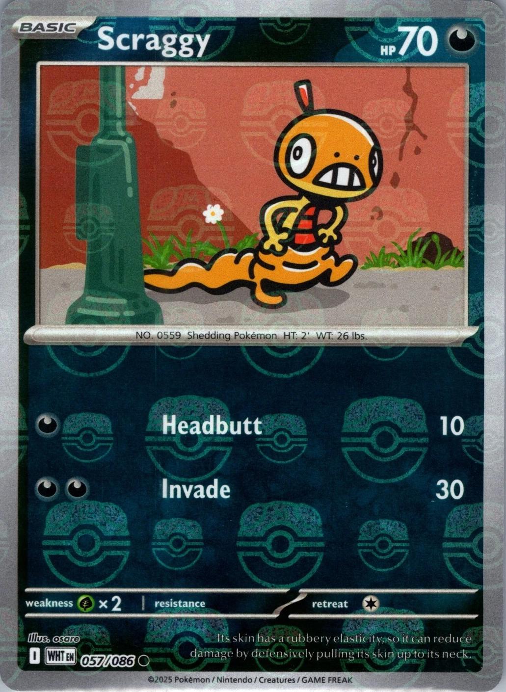 Scraggy (Master Ball Pattern) 057/086 - NM Inglés