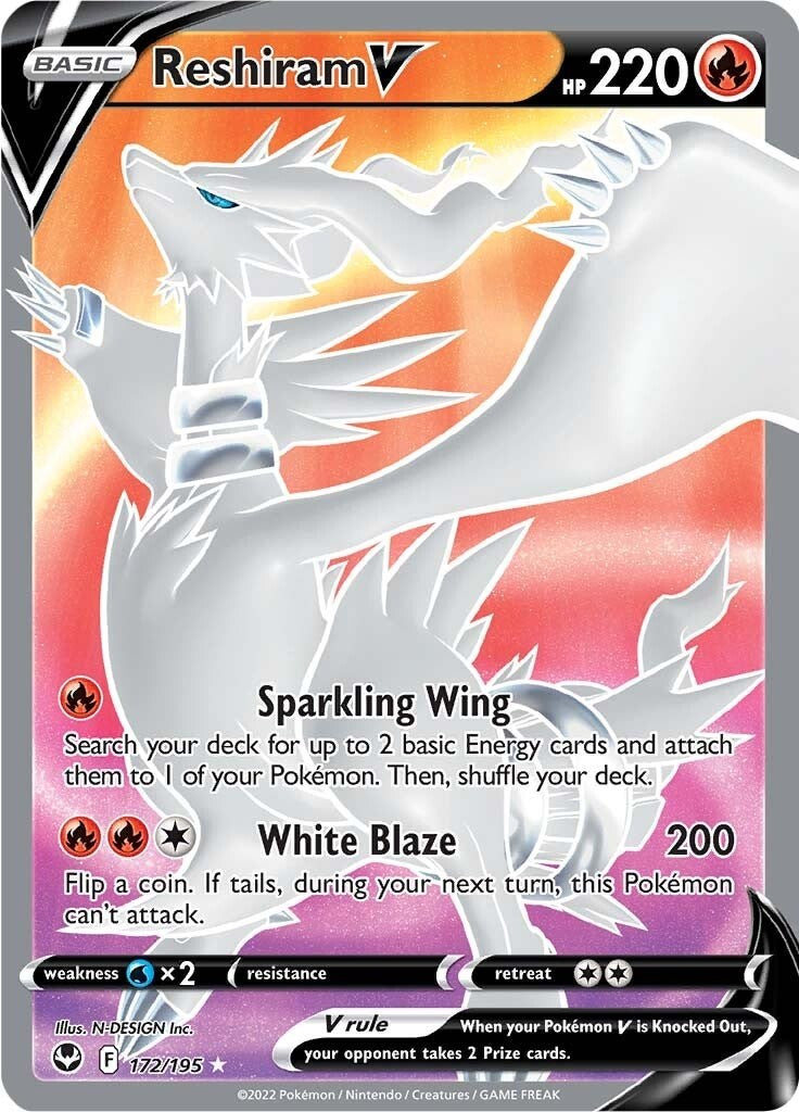 Reshiram V (Full Art) 172/195 - Silver Tempest - Pokémon TCG