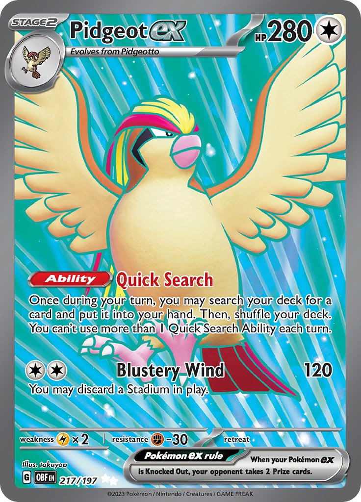 Pidgeot ex 217/197 - Obsidian Flames - Pokémon TCG