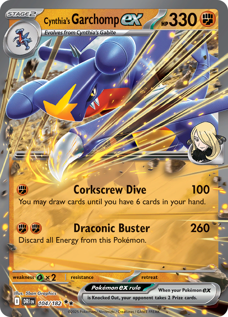 Cynthia's Garchomp ex 104/182 - NM Inglés