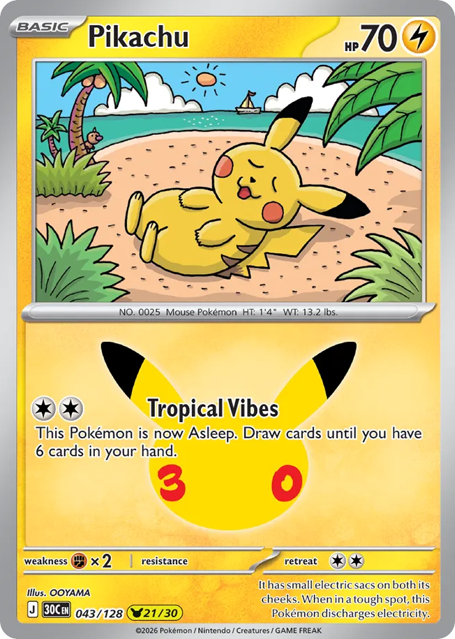 Pikachu 043/128 - NM Inglés